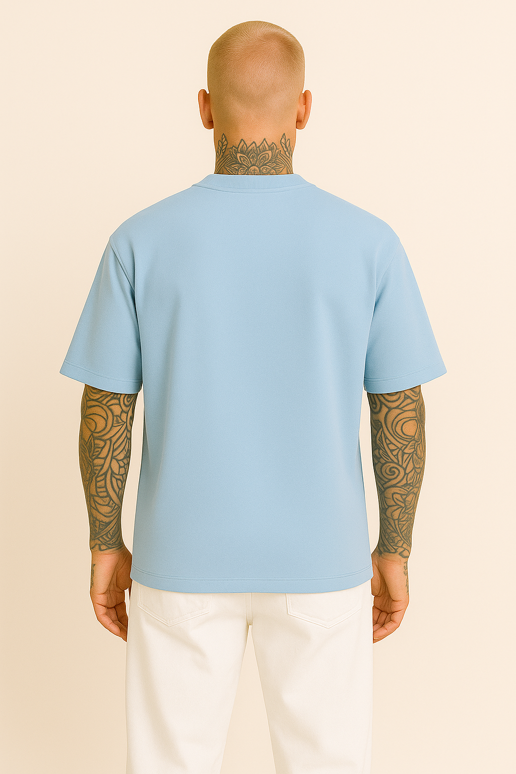 Floral Serpent Graphic Oversized T-Shirt – Pastel Blu