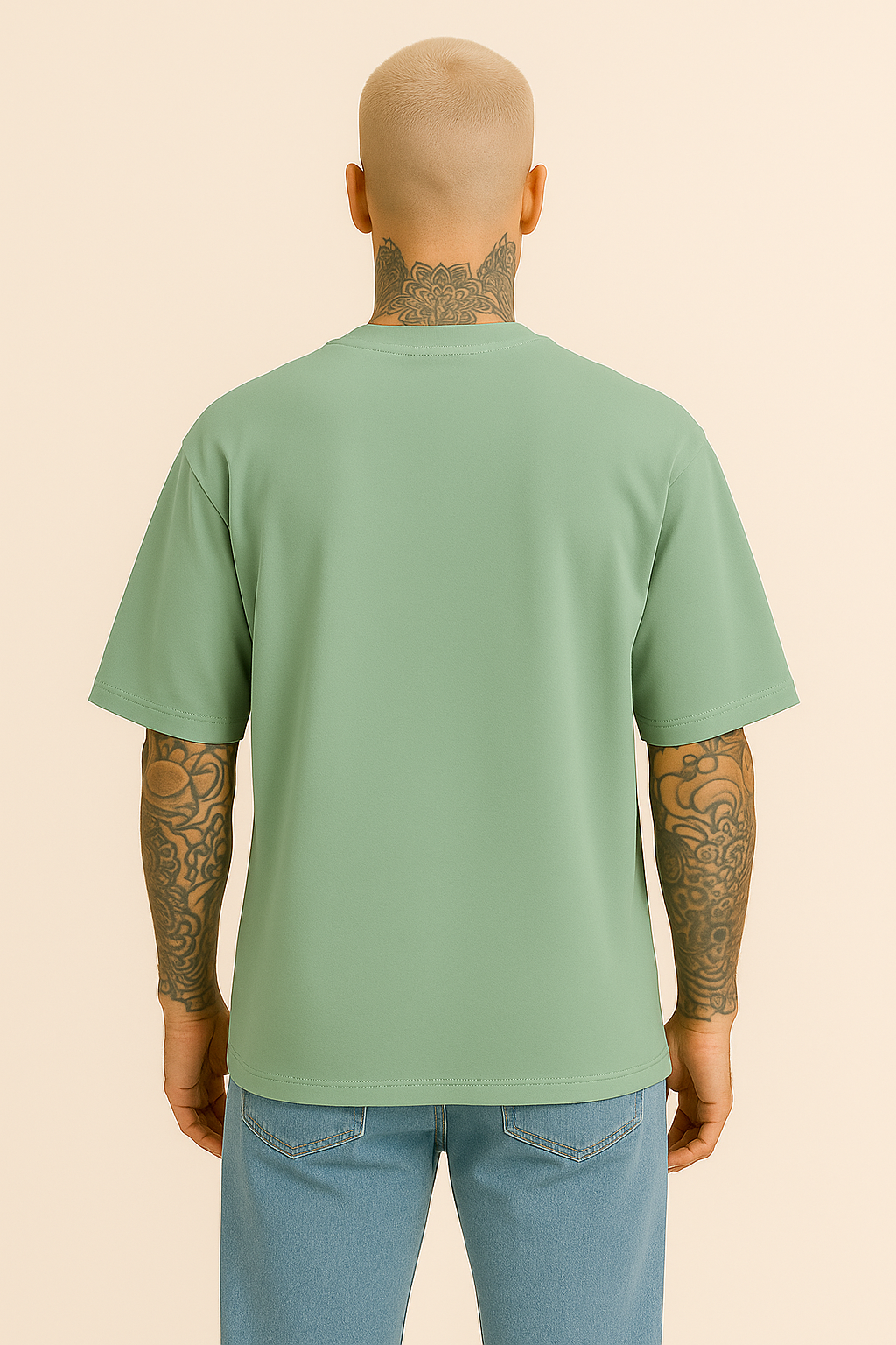 Floral Serpent Graphic Oversized T-Shirt – Sage Green