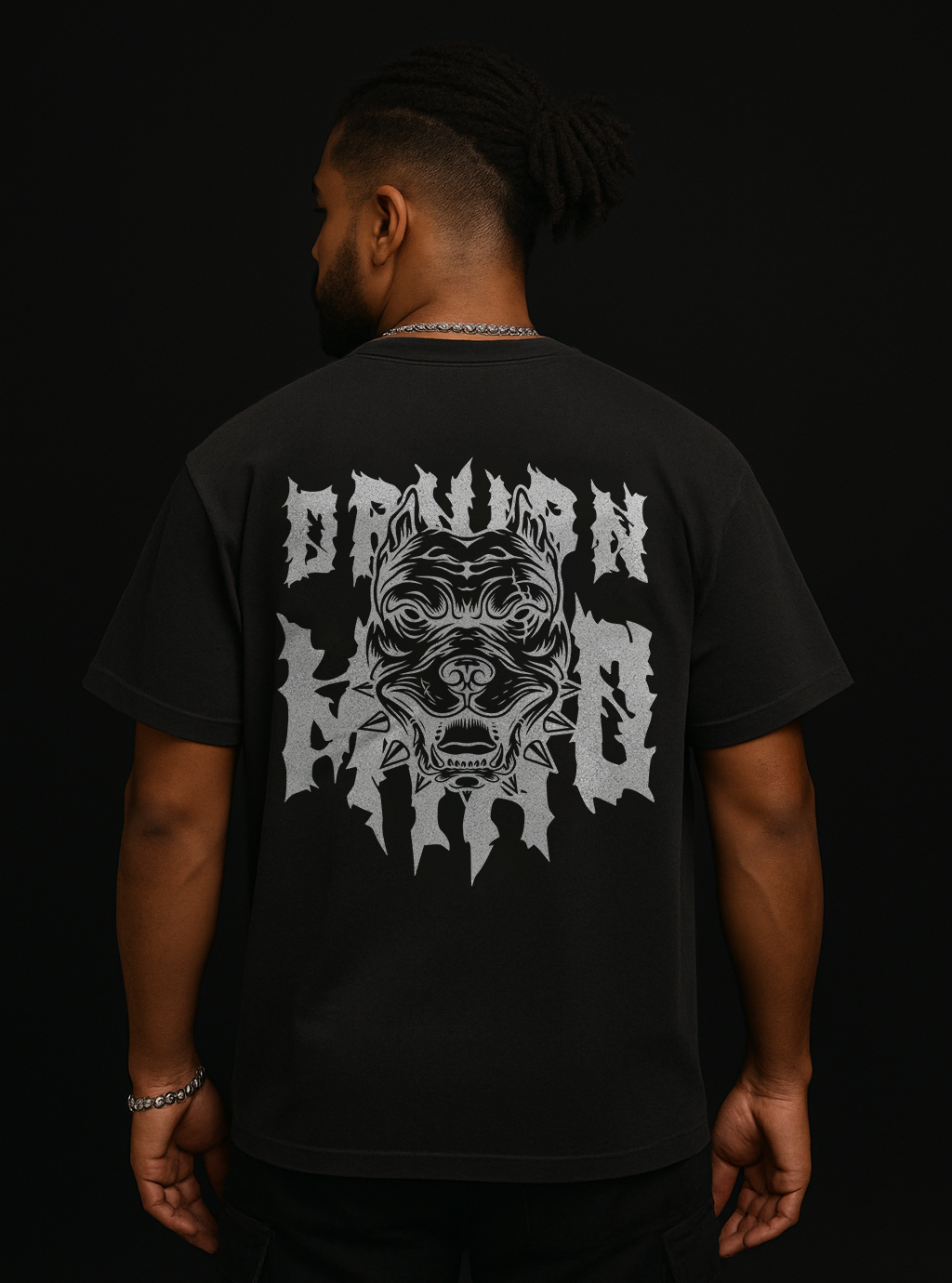Gothic Bulldog Graphic Oversized T-Shirt