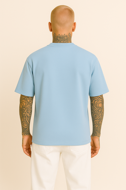 Floral Serpent Graphic Oversized T-Shirt – Pastel Blu