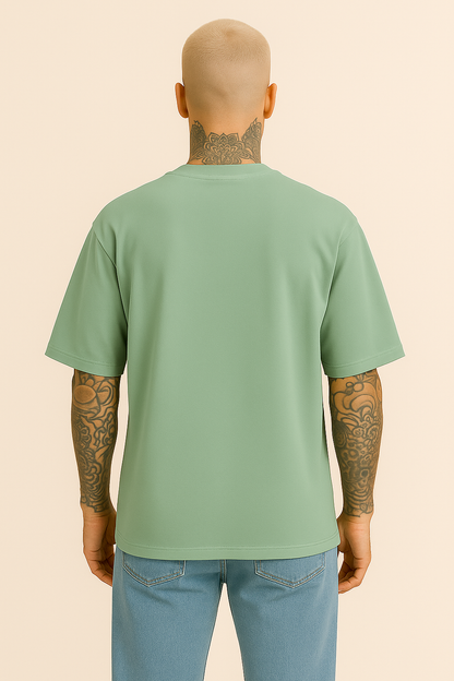 Floral Serpent Graphic Oversized T-Shirt – Sage Green